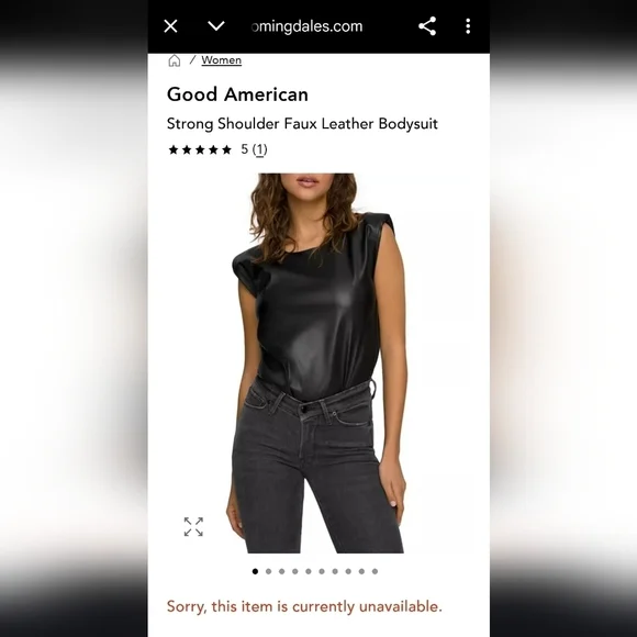 Good American Strong Shoulder Faux Leather Bodysuit - Picture 2 of 8